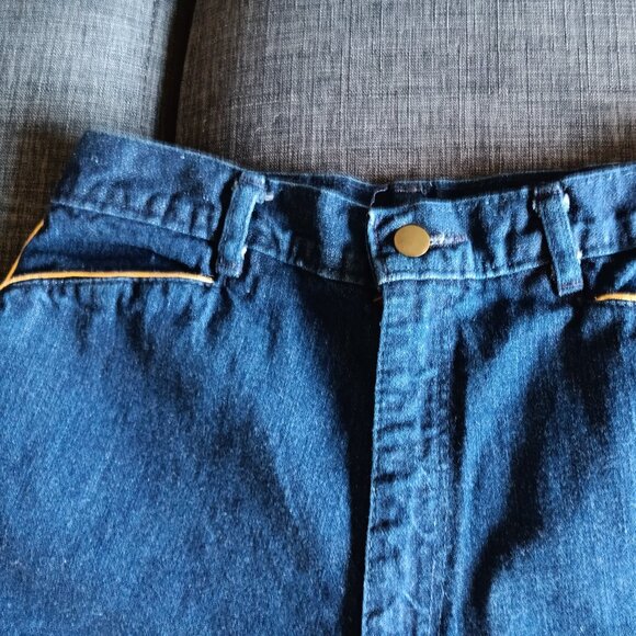 Rare Vintage Dark Blue Denim Fancy Ass Jeans Gold Trim Piping 100% Cotton - Picture 11 of 12